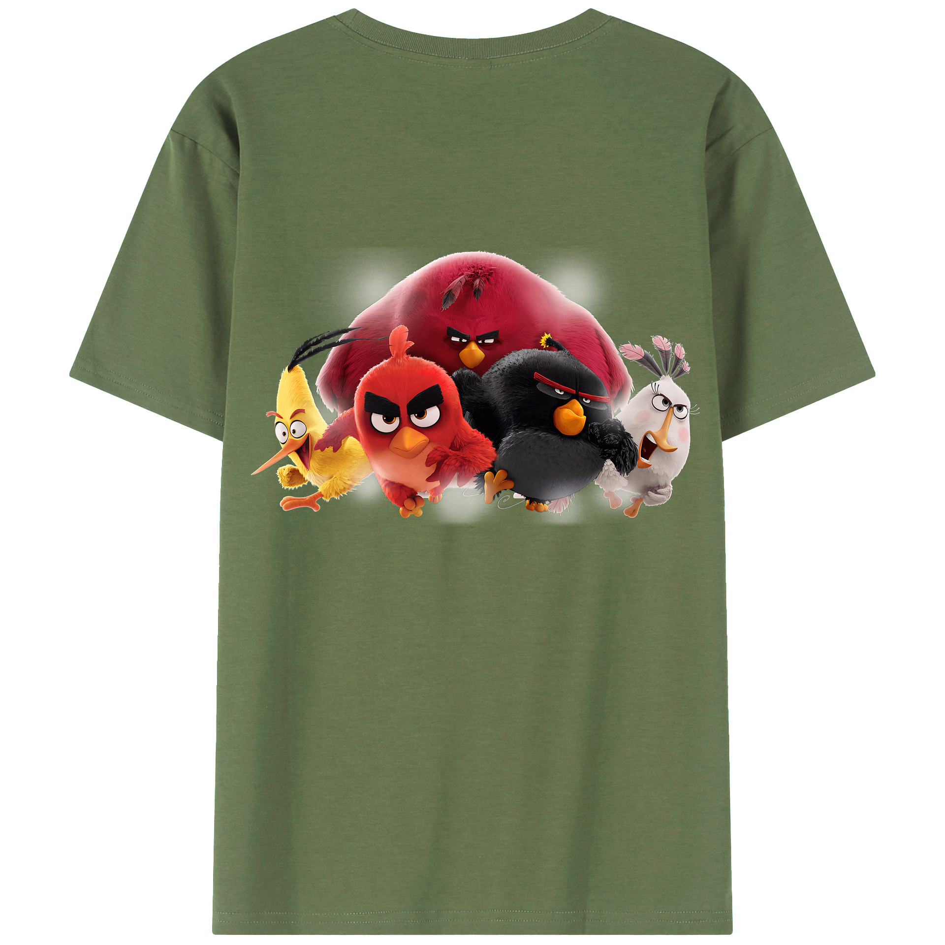 （画像用） Angry Birds アングリーバード 綿100％ メンズ半袖Tシャツ（バックプリント） 通気性
